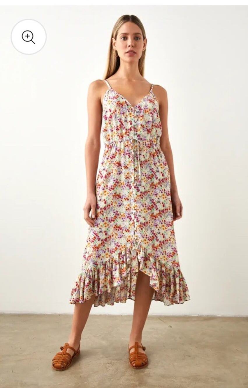 Rails Frida Fleur Floral Meadow Midi Dress Boho Peasant Romantic Bohemian MED